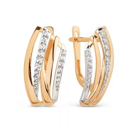 Золотые серьги 585, женские, с фианитом