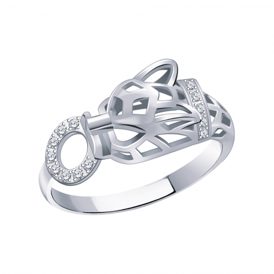 Серебряное кольцо 925, женское, с фианитом, размер 18