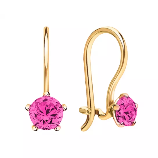 Серьги детские с фианитом из золота