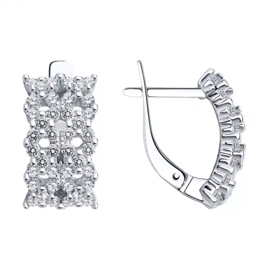 Серебряные серьги 925, женские, с фианитом