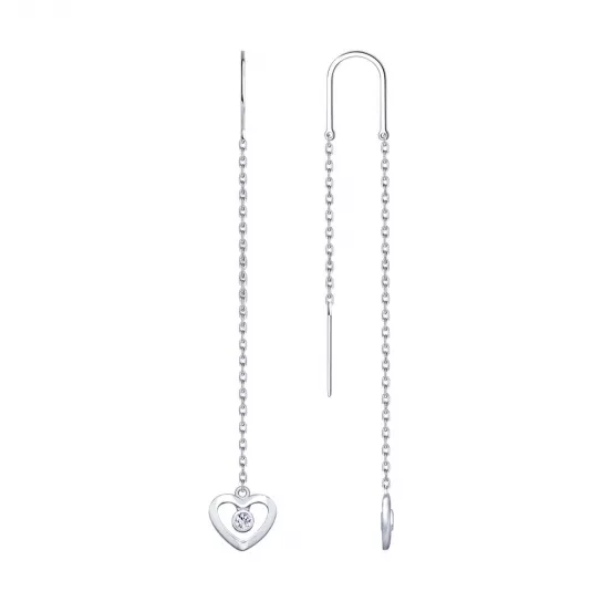 Серебряные серьги 925, женские, с фианитом