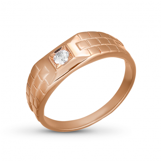 Золотое кольцо 585, женское, с фианитом, размер 18.5