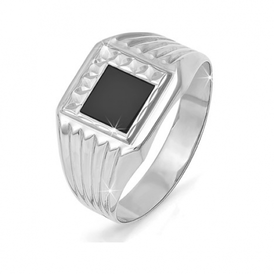 Кольцо-печатка с фианитом из серебра