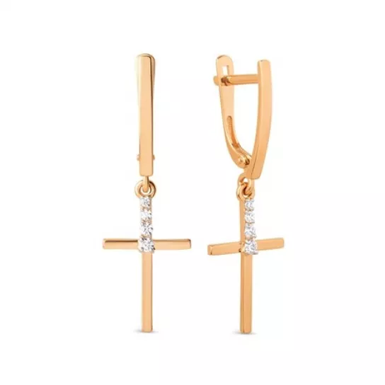 Серьги с фианитом из золота