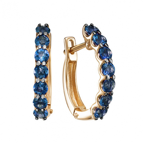 Золотые серьги 585, женские, с топазом