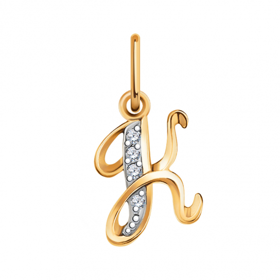 Золотая подвеска 585, женская, с фианитом