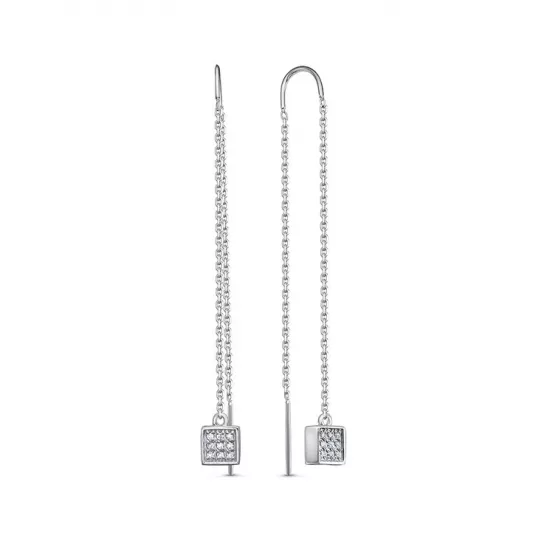 Серебряные серьги 925, женские, с фианитом