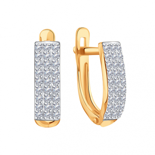 Золотые серьги 585, женские, с фианитом
