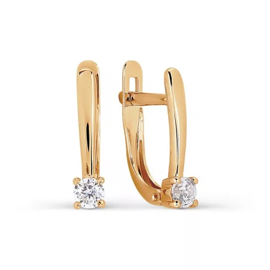 Золотые серьги 585, женские, с фианитом