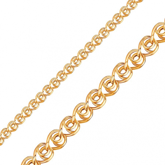 Золотая цепочка 585 на шею, плетение лав, длина 45 см, цвет красное золото