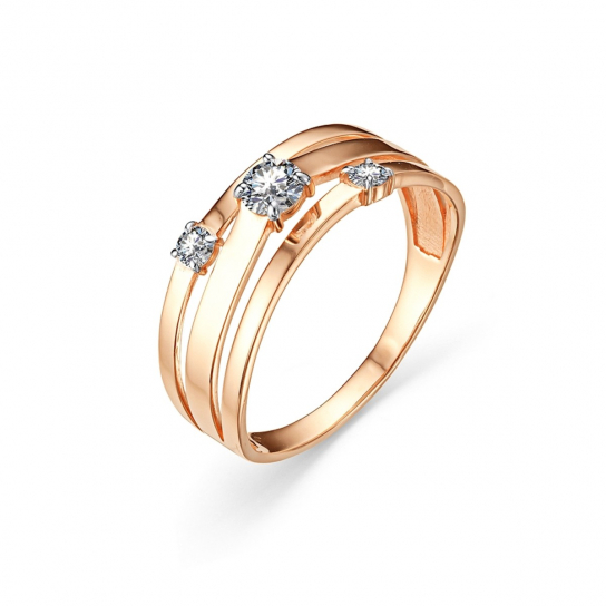 Золотое кольцо 585, женское, с фианитом, размер 19