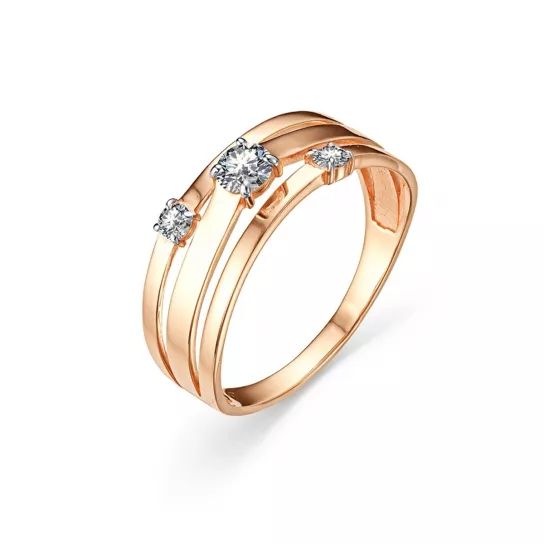 Золотое кольцо 585, женское, с фианитом, размер 19