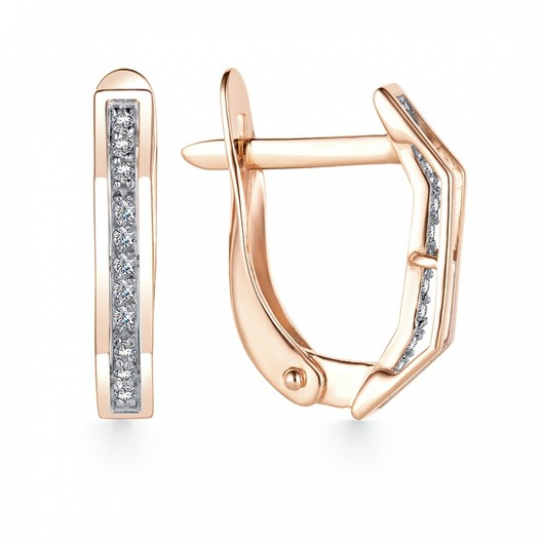 Золотые серьги 585, женские, с фианитом