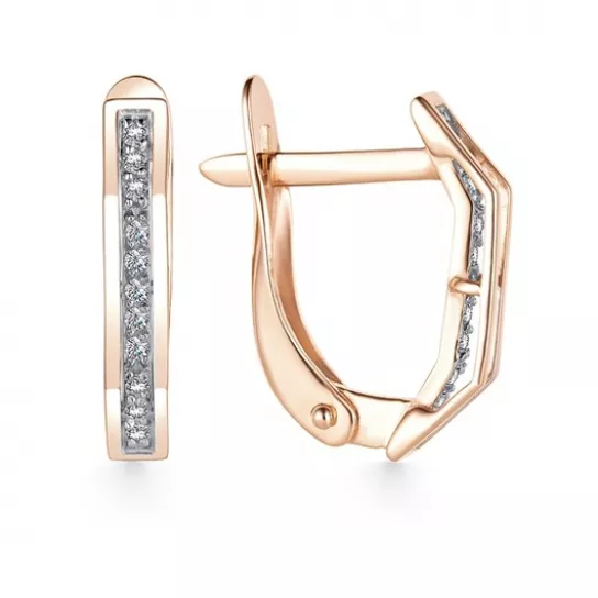 Золотые серьги 585, женские, с фианитом