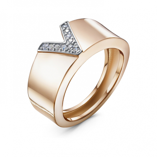 Золотое кольцо 585, женское, с фианитом, размер 18.5