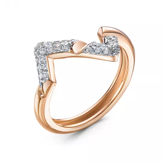 Золотое кольцо 585, женское, с фианитом, размер 17.5