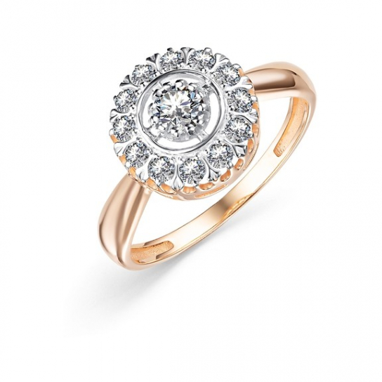 Золотое кольцо 585, женское, с фианитом, размер 19