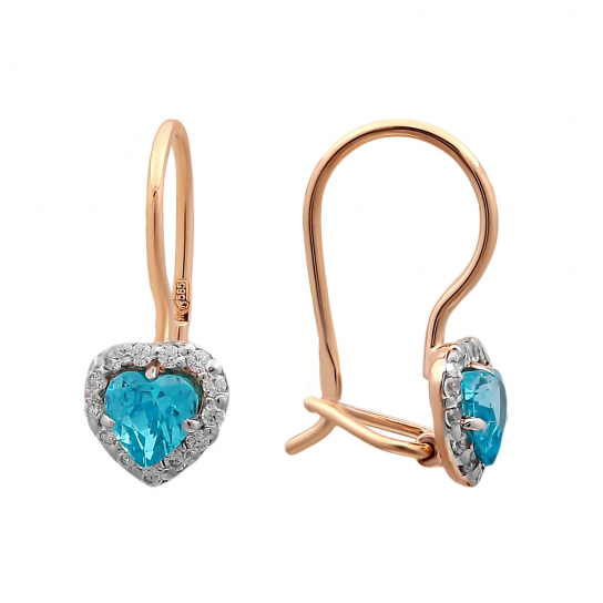 Серьги детские с фианитом из золота