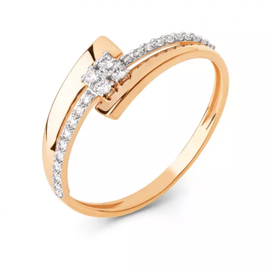 Кольцо с фианитом из золота