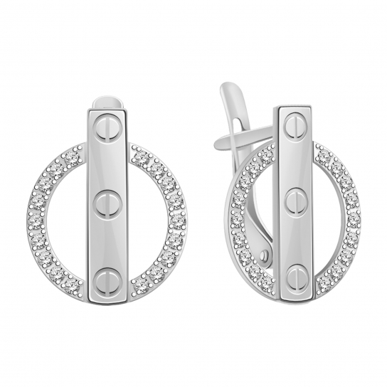 Серебряные серьги 925, женские, с фианитом