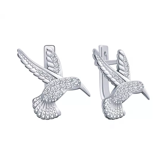 Серьги с фианитом из серебра