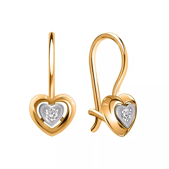 Серьги детские с фианитом из золота