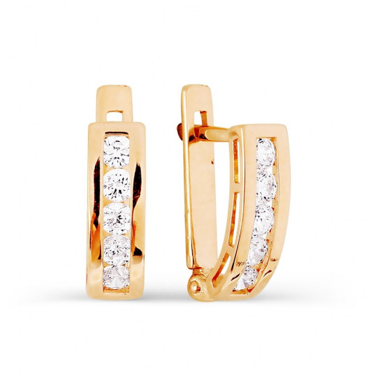 Серьги детские с фианитом из золота