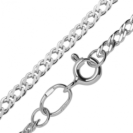 Серебряный браслет 925, плетение двойной ромб, длина 18 см