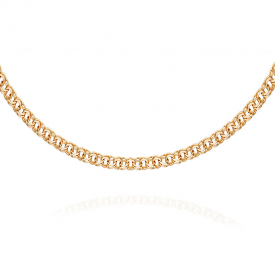 Золотая цепочка 585 на шею, плетение бисмарк, длина 50 см, цвет красное золото