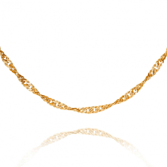 Золотая цепочка 585 на шею, плетение сингапур, длина 45 см, цвет красное золото