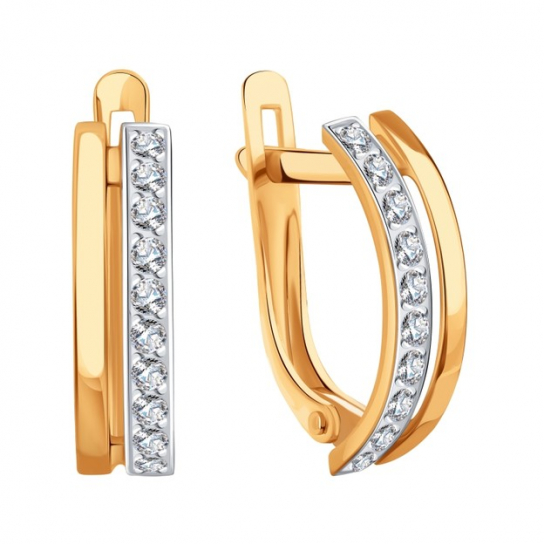 Золотые серьги 585, женские, с фианитом