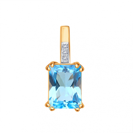 Золотая подвеска 585, женская, с топазом
