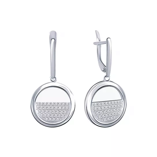 Серебряные серьги 925, женские, с фианитом