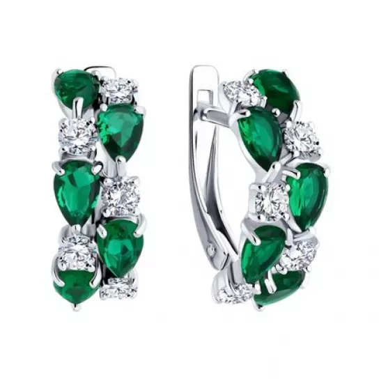 Серьги с фианитом из серебра