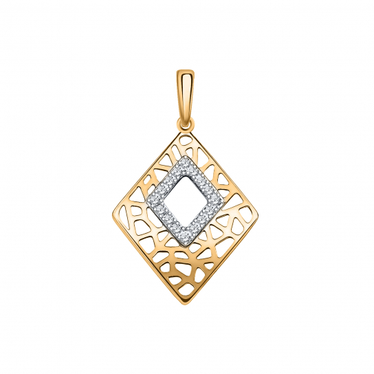 Золотая подвеска 585, женская, с фианитом