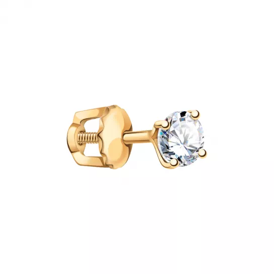 Серьга с фианитом из золота