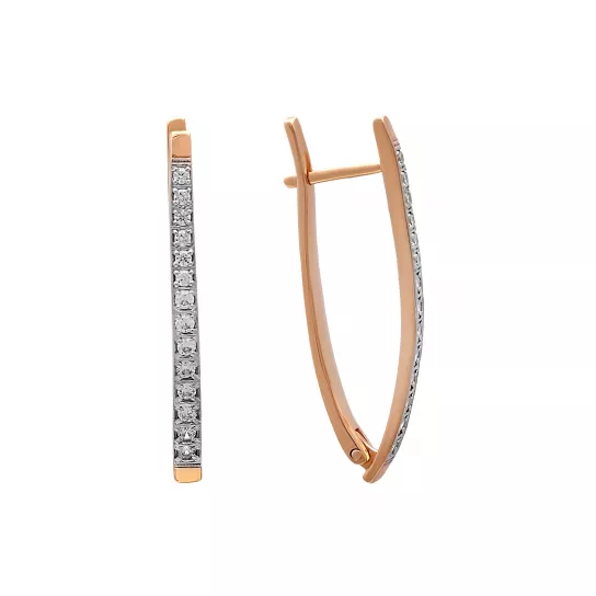 Золотые серьги 585, женские, с фианитом