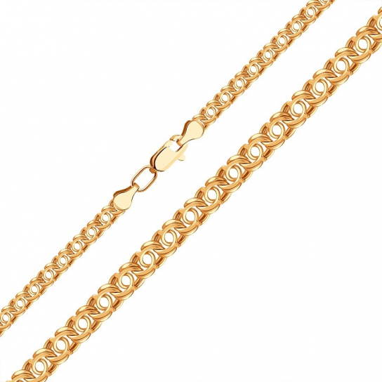 Золотой браслет 585, плетение бисмарк пустотелый, длина 21 см