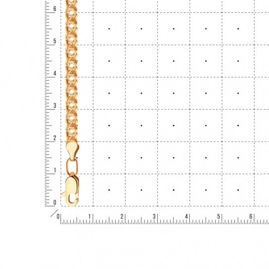 Золотой браслет 585, плетение бисмарк пустотелый, длина 21 см