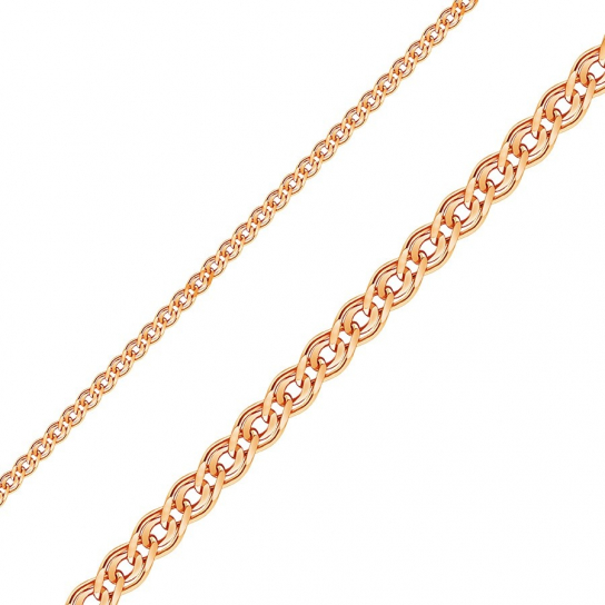 Золотая цепочка 585 на шею, плетение нонна, длина 45 см, цвет красное золото