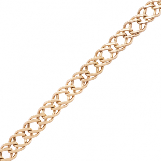 Золотой браслет 585, плетение двойной ромб пустотелый, длина 20 см