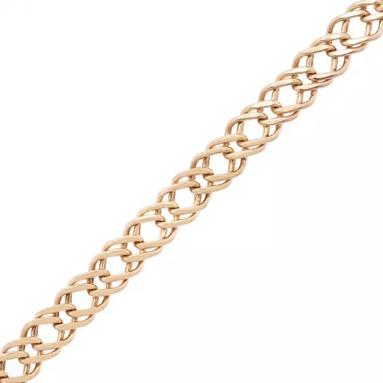 браслет 585, плетение двойной ромб пустотелый, длина 22 см