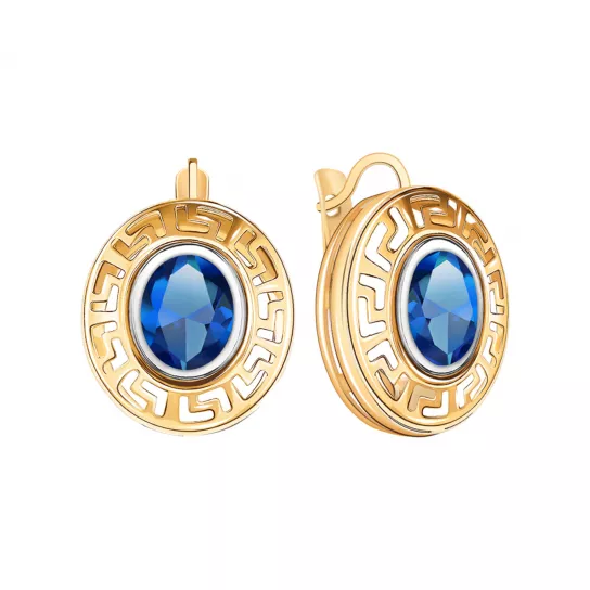 Золотые серьги 585, женские, с фианитом