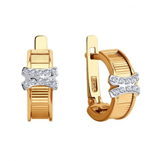 Золотые серьги 585, женские, с фианитом