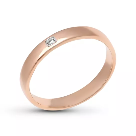 Золотое кольцо 585, женское, с бриллиантом, размер 17