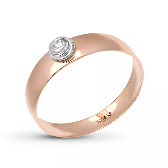 Золотое кольцо 585, женское, с бриллиантом, размер 19