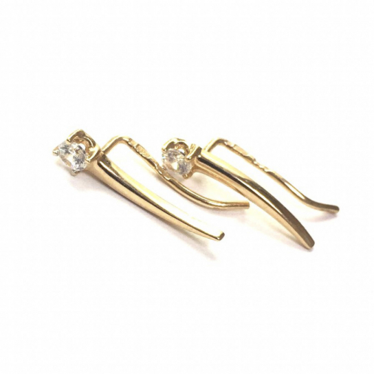 Золотые серьги 585, женские, с фианитом