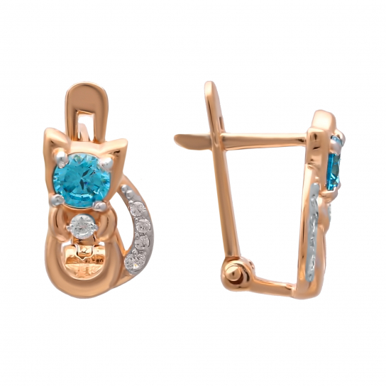 Серьги детские с фианитом из золота