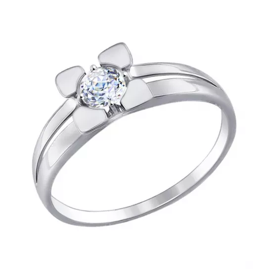 Золотое кольцо 585, женское, с фианитом, размер 16.5