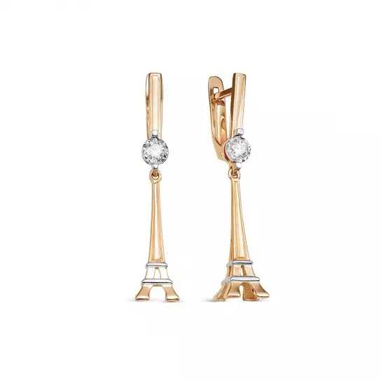 Серьги с фианитом из золота